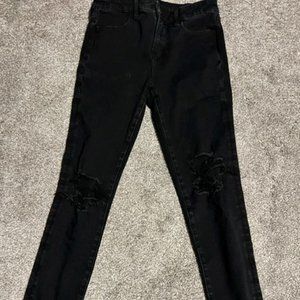 AMERICAN EAGLE Women's Jeans Dream Jean 10x-LONG High waisted distressed BLACK